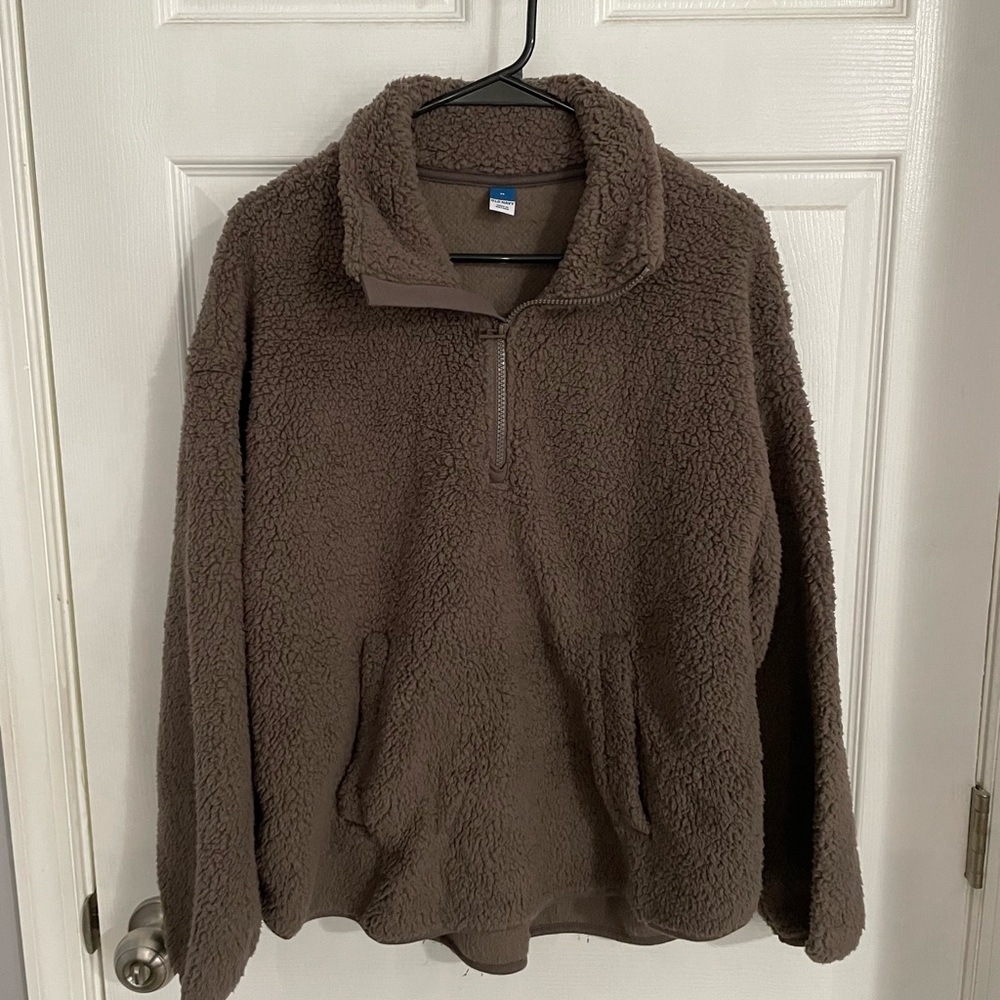 NWOT old navy Cozy Brown Sherpa Pullover